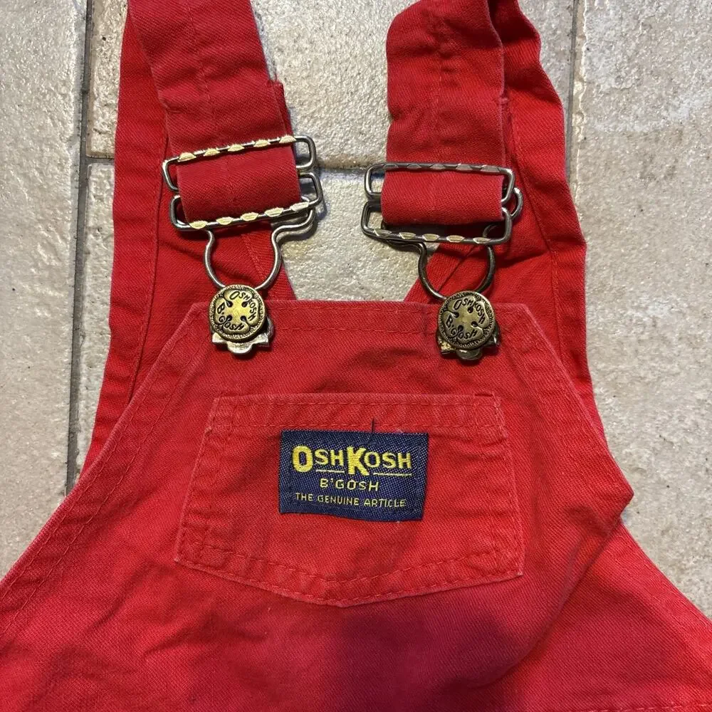 Vtg OshKosh Bgosh Made in USA Overalls Bundle Lot Plaid Jumper Dress 18M 3T 4T